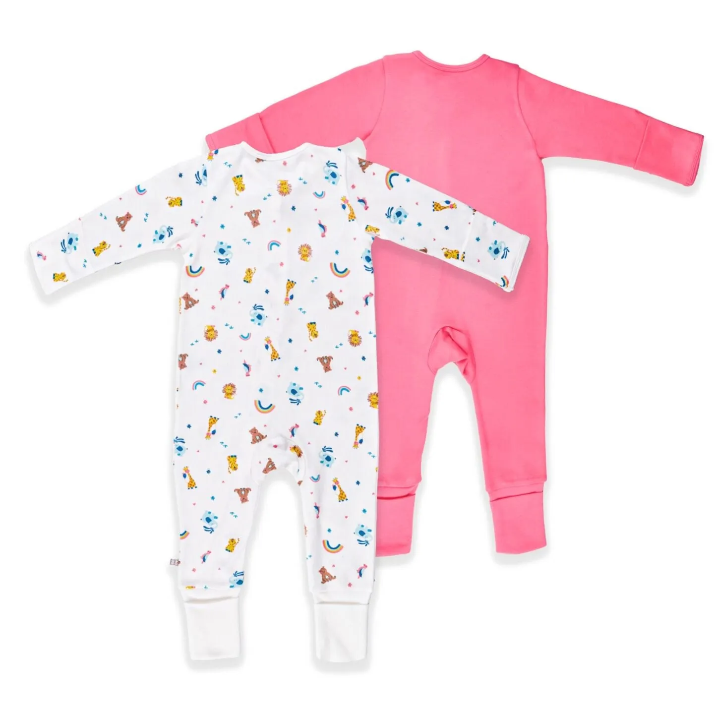 Rainbow Safari Zippy Baby Jumpsuit 2Pc Bundle (Pink)