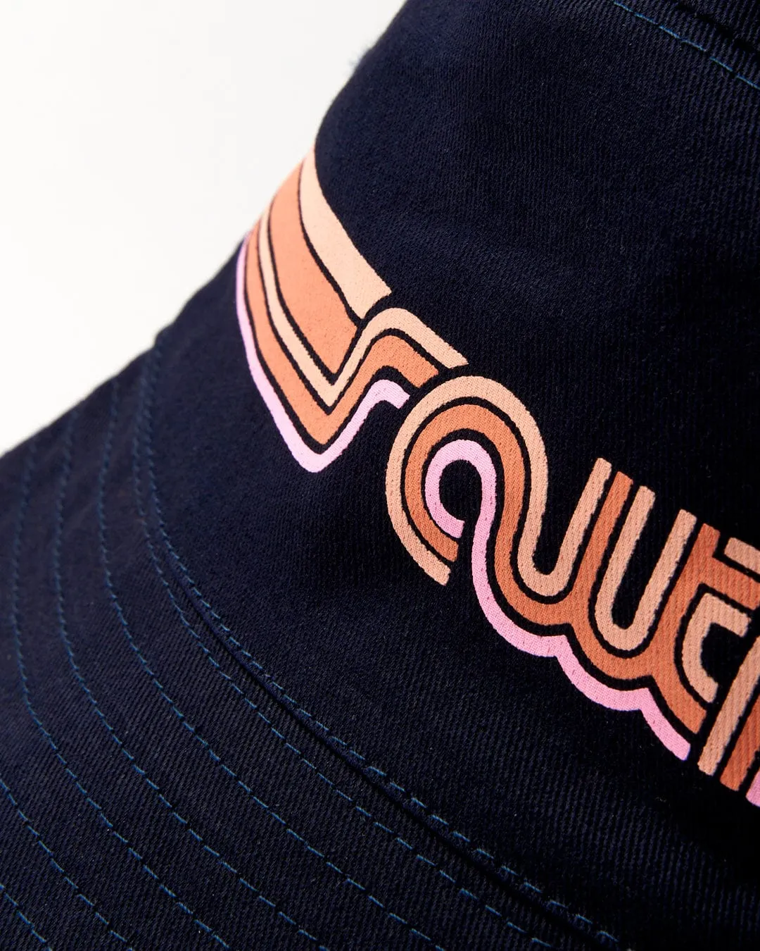 Retro Stripe Bucket Hat - Navy