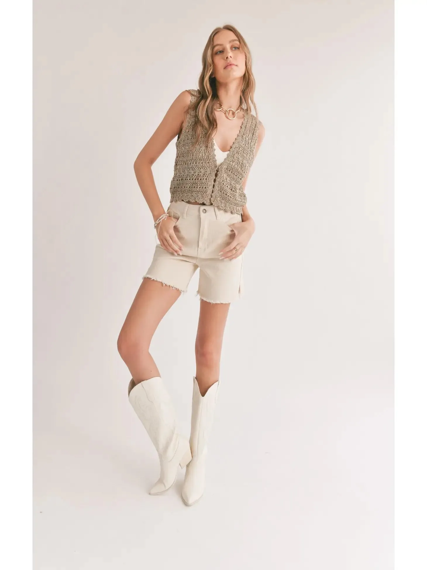 Sadie & Sage Jaz Pointelle Sweater Vest