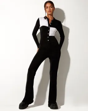 Salish Jumpsuit in Crepe Black and White