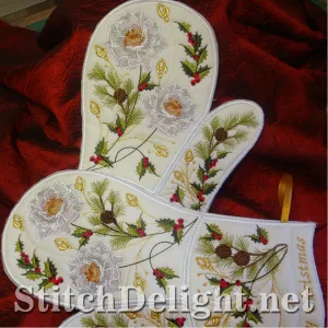 SD0888 Christmas Rose Oven Gloves