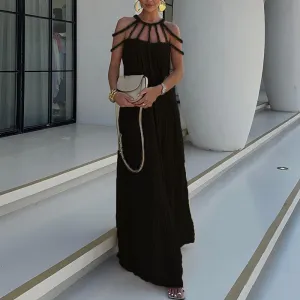 Sexy Black Backless Strappy Maxi Dress