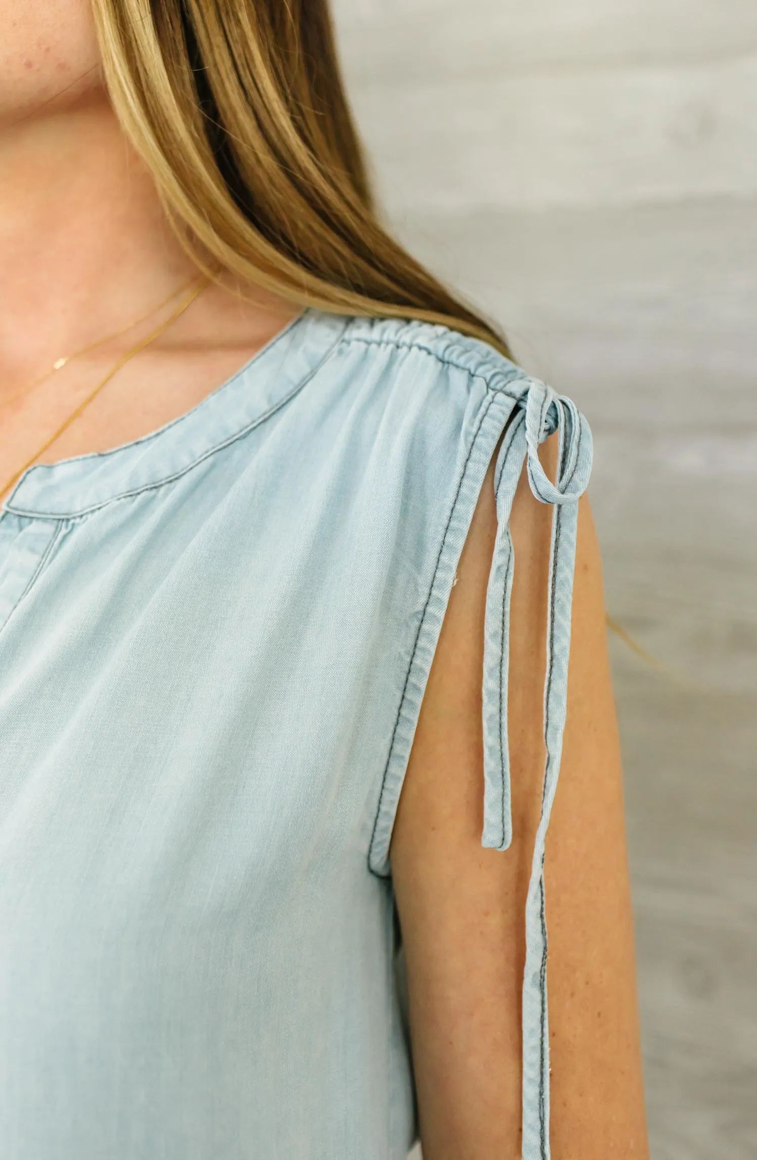 Short Stop Chambray Top FINAL SALE