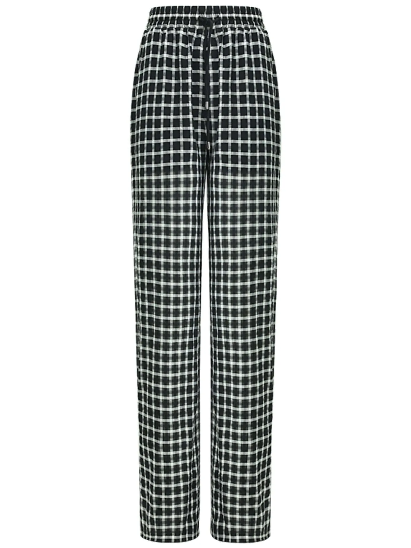 Slouchy Relaxed Fit Casual Checkered Pants