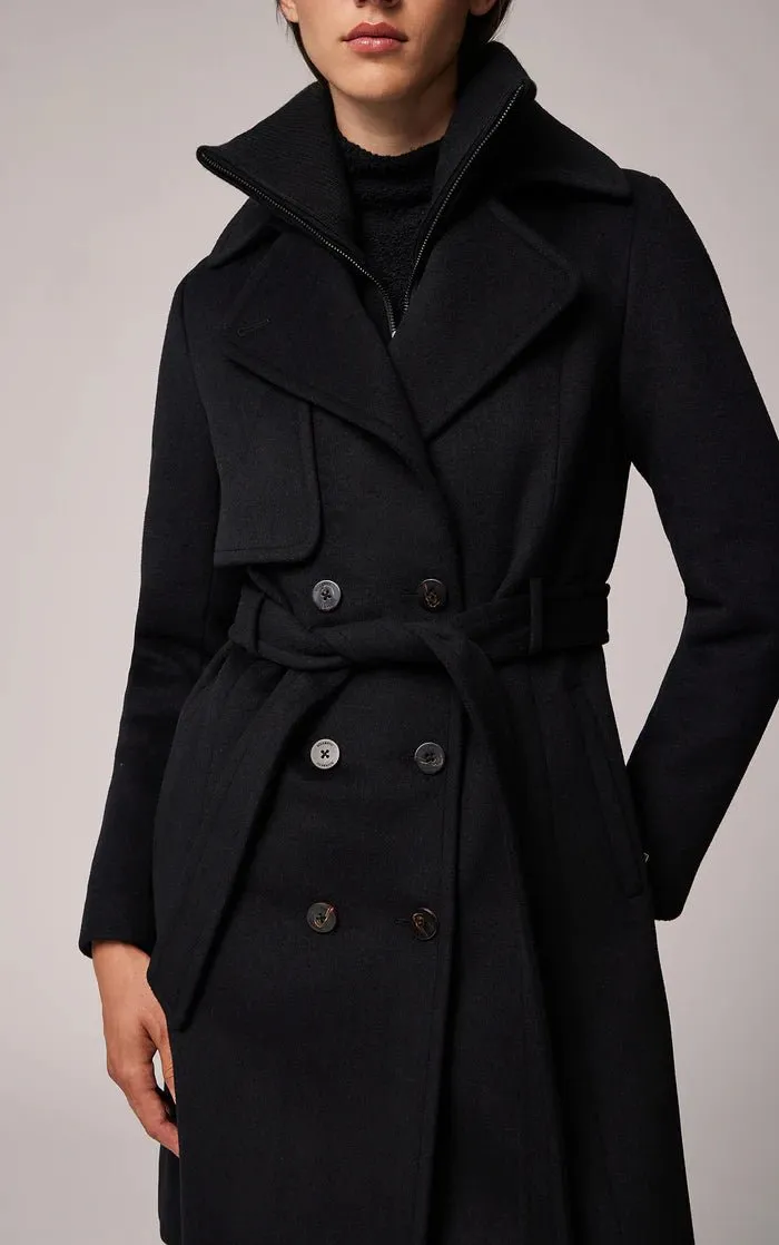 SOIA&KYO FABIANNE-C - Semi-Fitted Classic Wool Coat With Removable Bib