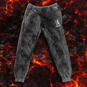 Space Gecko Black Volcanic Acid Wash Joggers