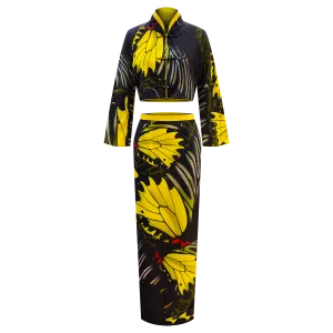 SPARKLE BY KAREN CHAN x Fung Yuen Butterfly Reserve【GOLDEN BIRDWING】100% Silk Cheongsam Set (Long Sleeve) (金裳鳳蝶)