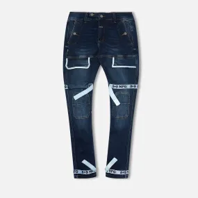 Strapped Up Slim Utility Dark Washed Jeans