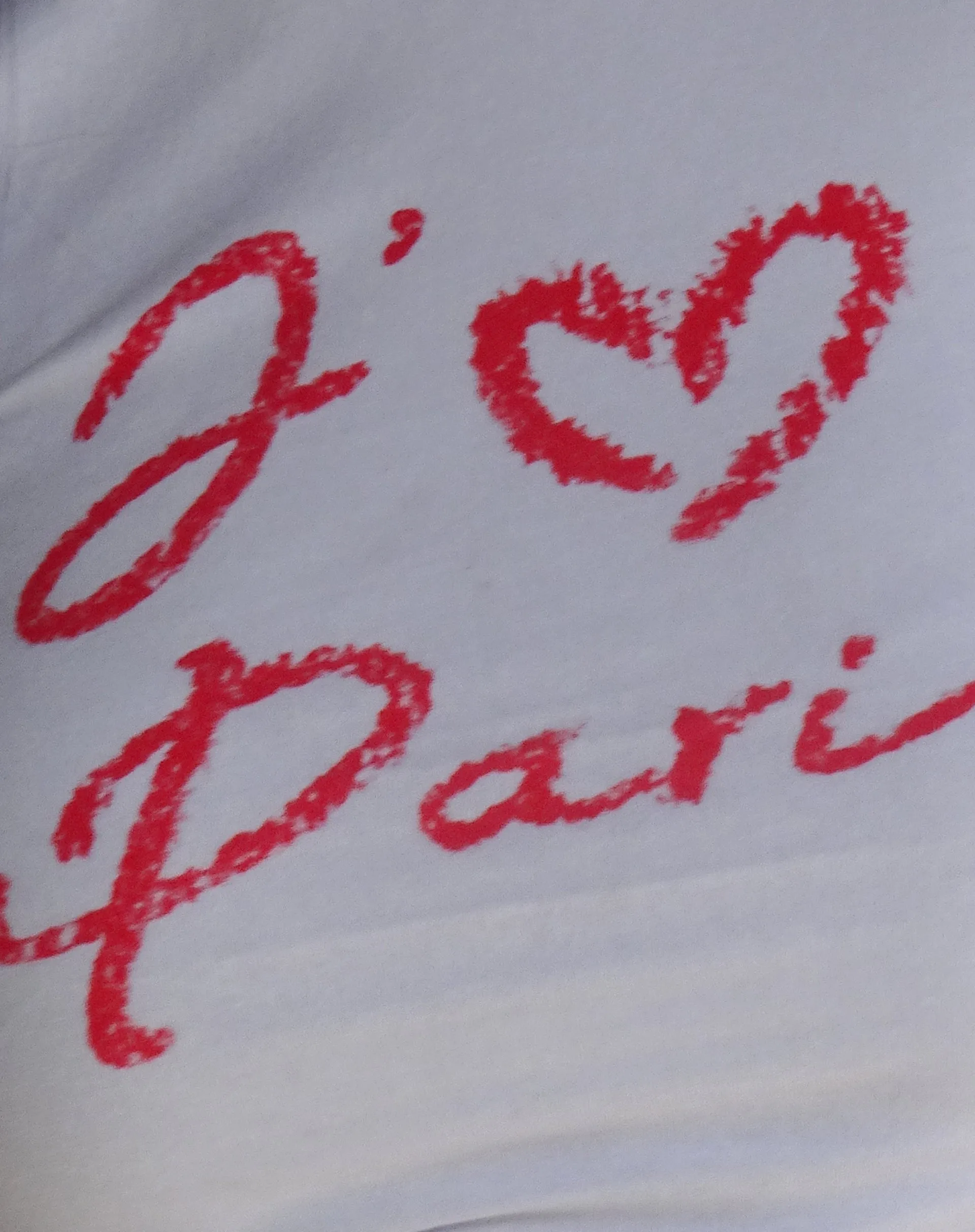 Sutin Baby Tee in White with I Love Pari Graphic