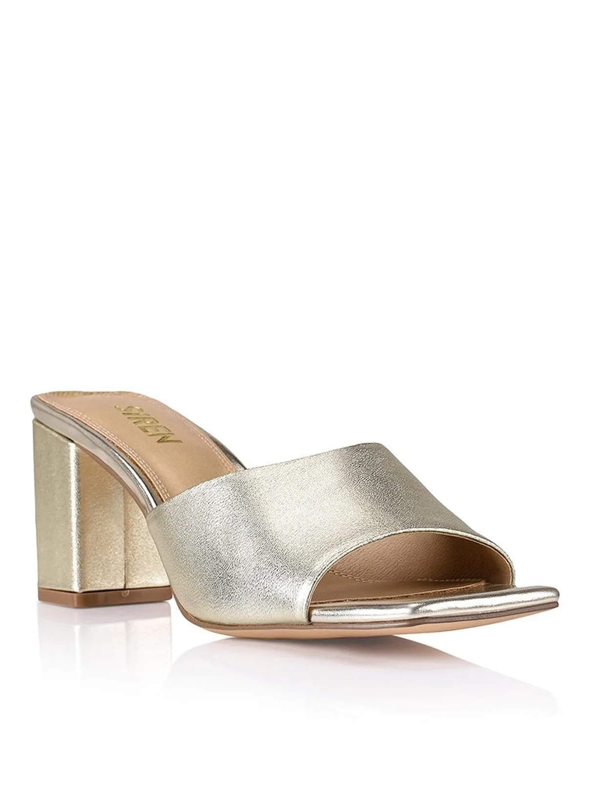 Teepee Block Heel Mules - Gold Leather