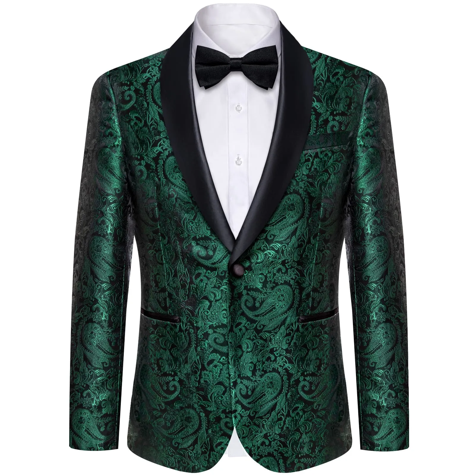 Ties2you Tuxedo Suit Medium Jungle Green Paisley Shawl Collar Silk Dress Suit for Men Wedding