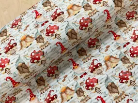 Toadstool Gnomes Cotton Jersey Fabric