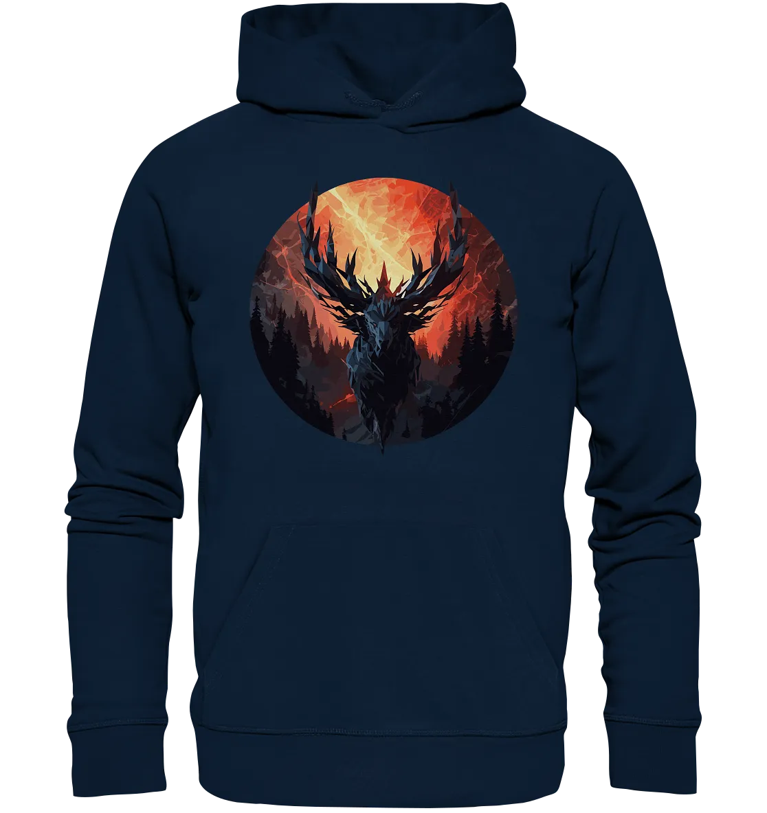 Unisex Bio-Hoodie mit Hirschmotiv "Waldgott"