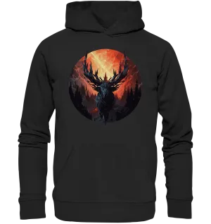 Unisex Bio-Hoodie mit Hirschmotiv "Waldgott"