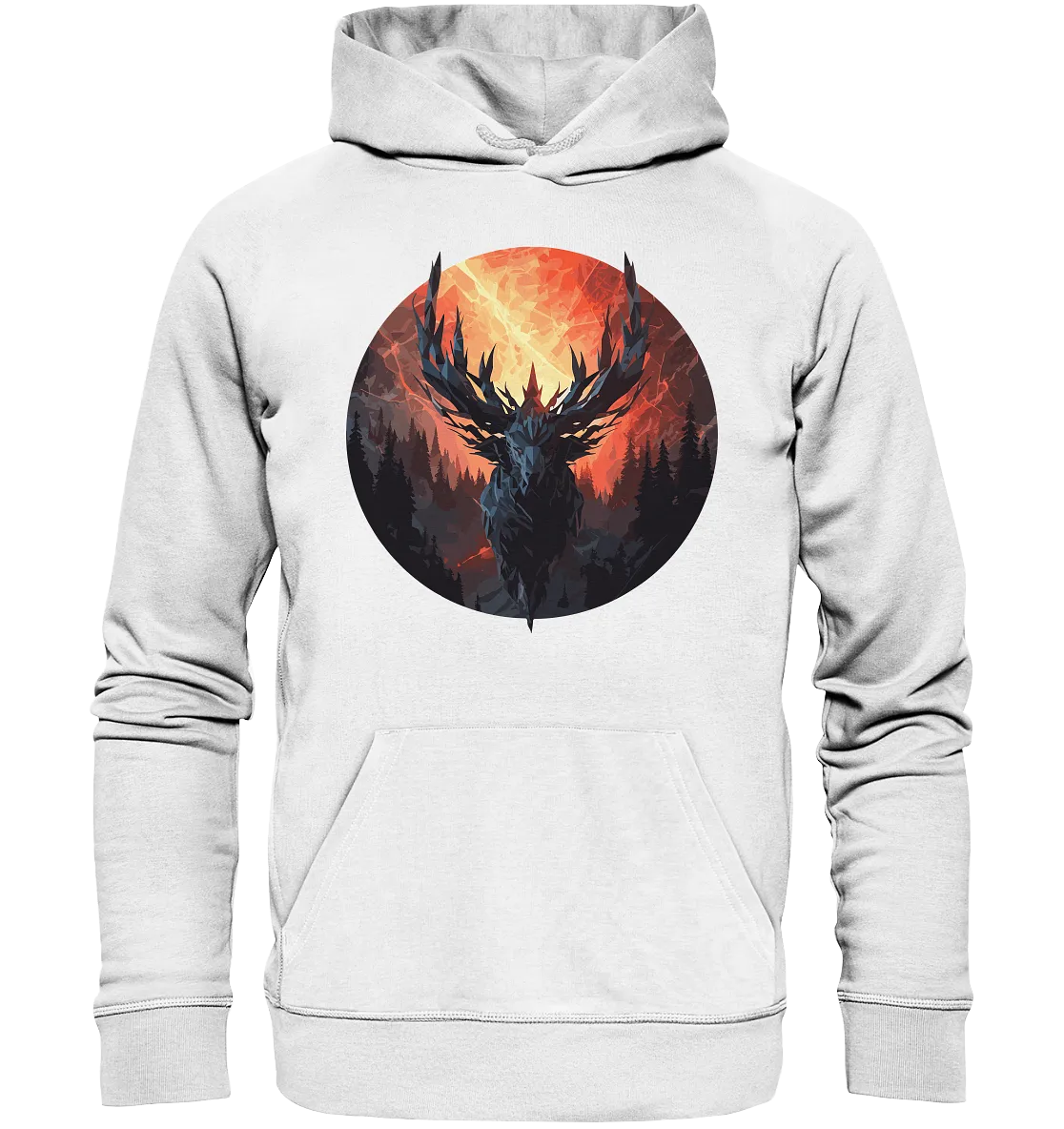 Unisex Bio-Hoodie mit Hirschmotiv "Waldgott"