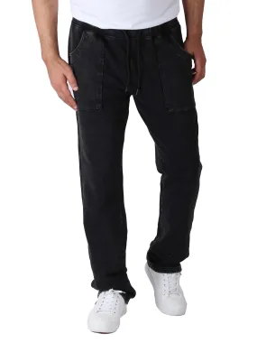 Unisex Washed Straight-Fit Sweatpants - Black