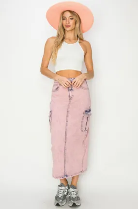 UTILITY PINK DYED MAXI SKIRT