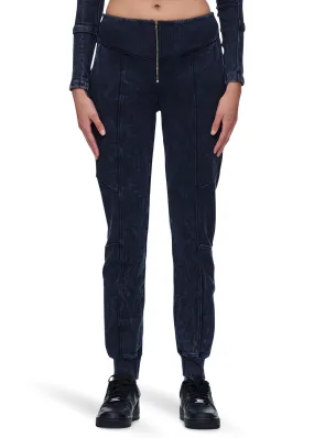 VIAVIA Ribbed Sweat Pant In Washed Navy