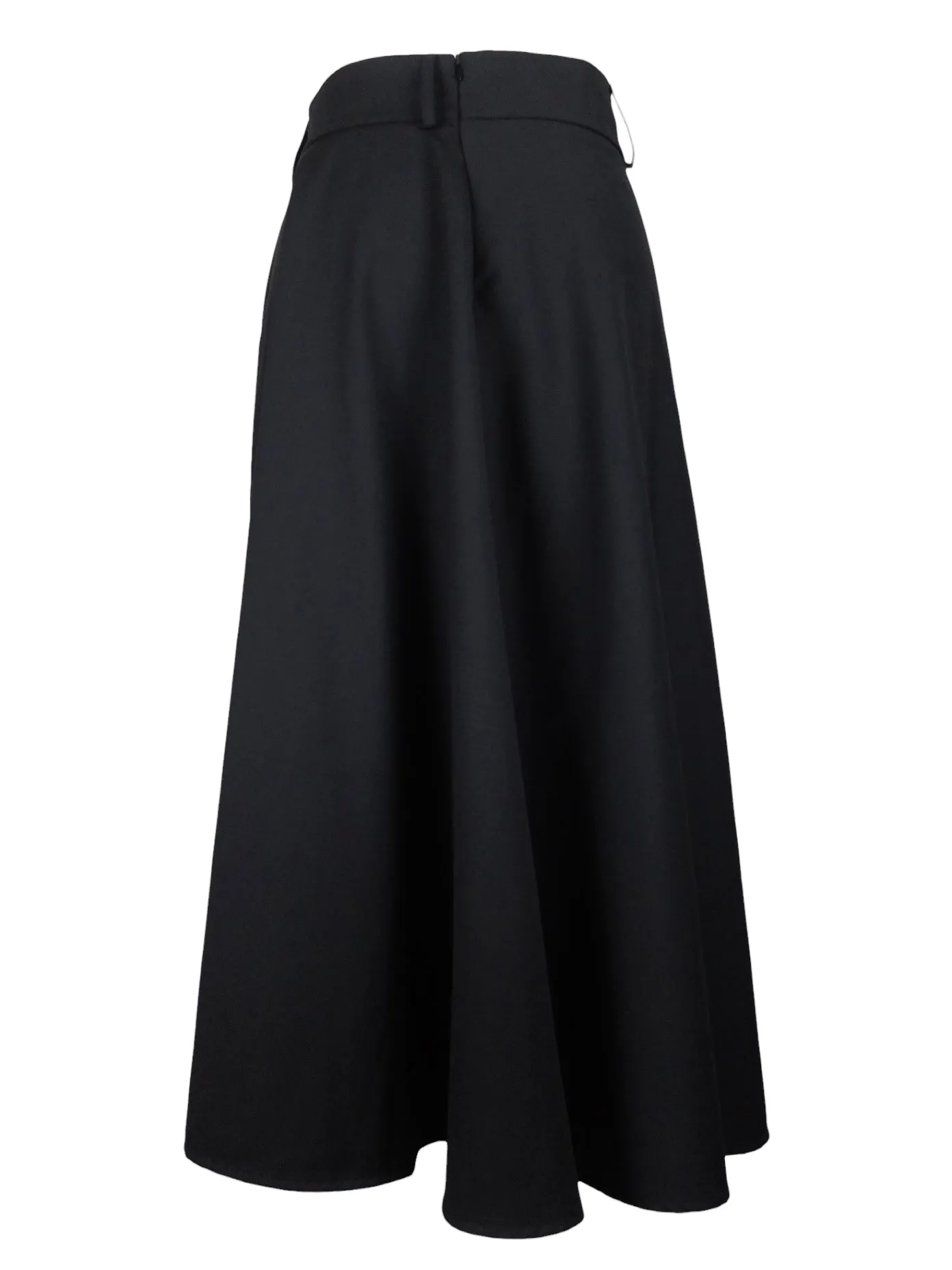 Vintage 2000s Y2K Grunge Chic Black Solid Basic Full Circle Midi Skirt | 28 Inch Waist