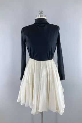 Vintage Black and White Chiffon Party Dress