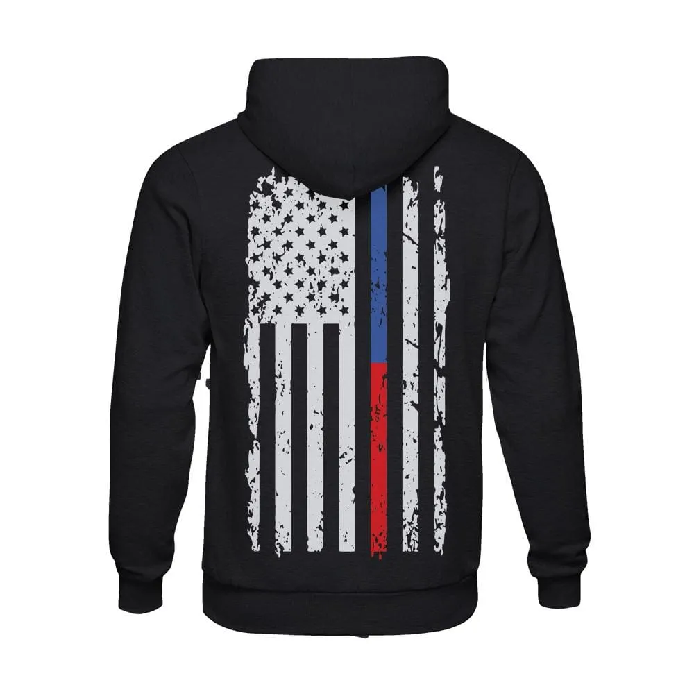 Vintage Flag Blue & Red Line Pullover Hoodie Sweatshirt