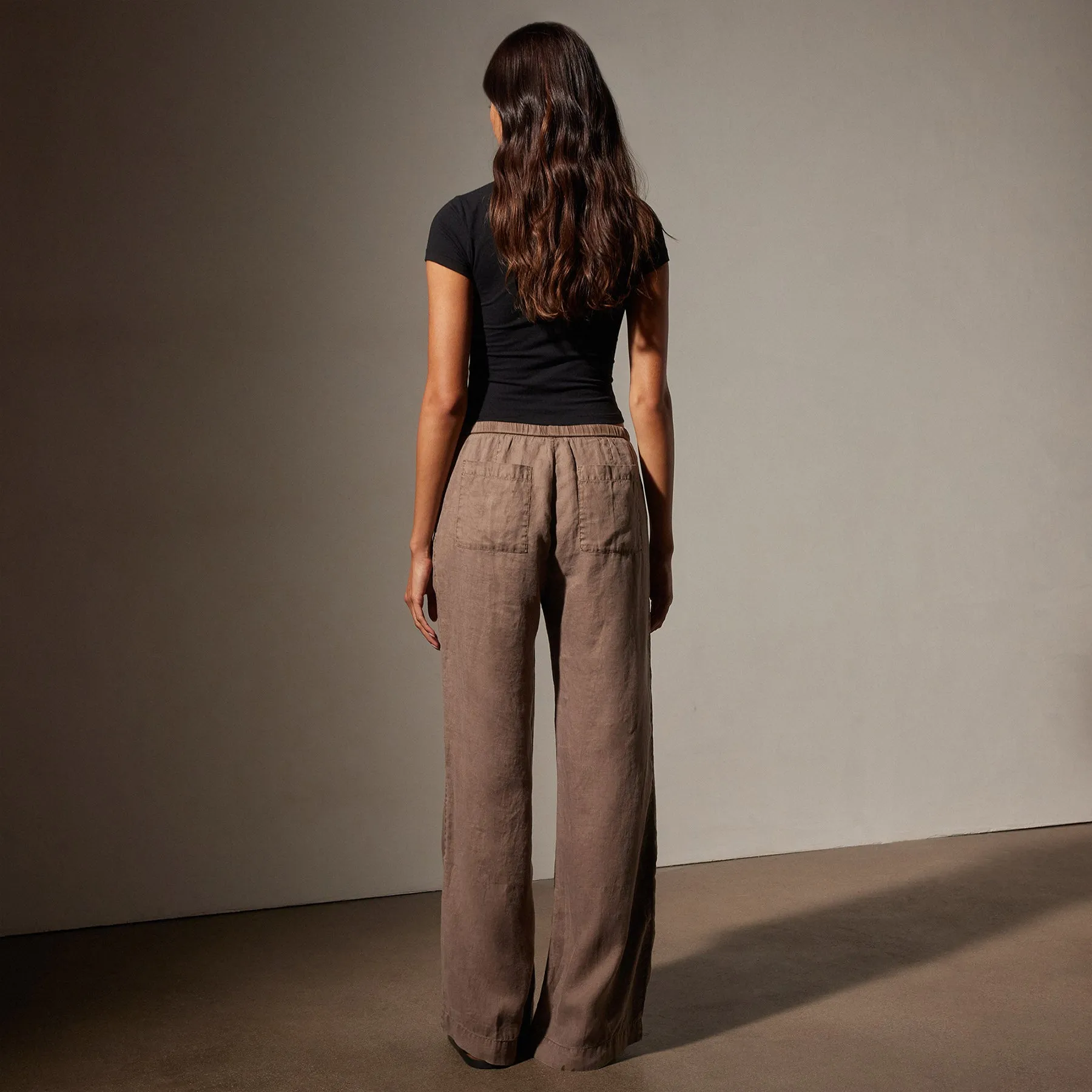 Wide Leg Relaxed Linen Pant - Cargo Pigment