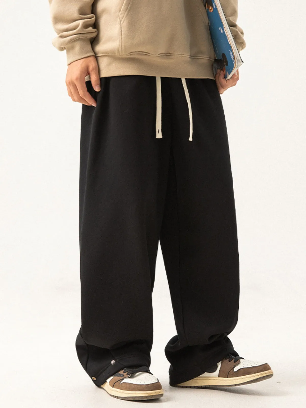 WLS Retro Foot Split Adjustable Design Loose Casual Sweatpants