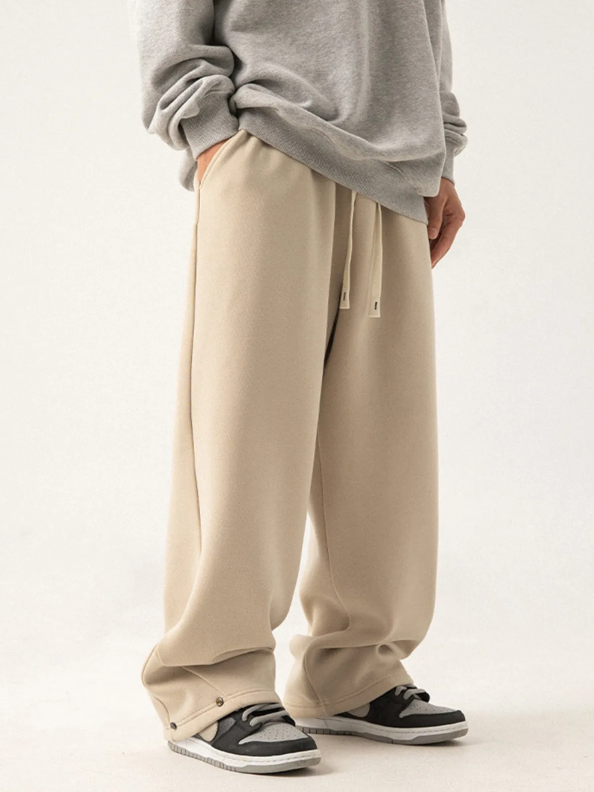 WLS Retro Foot Split Adjustable Design Loose Casual Sweatpants