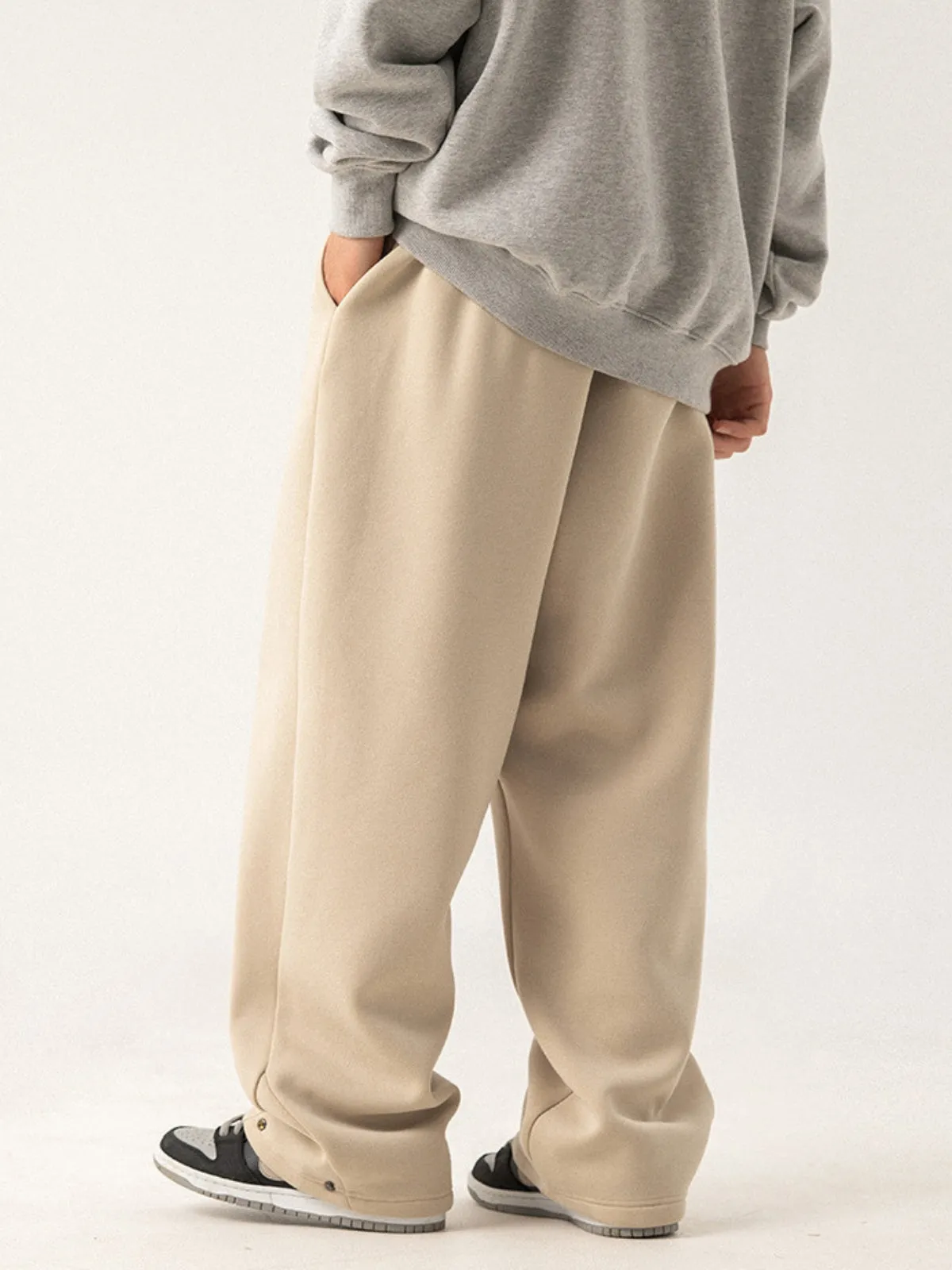 WLS Retro Foot Split Adjustable Design Loose Casual Sweatpants