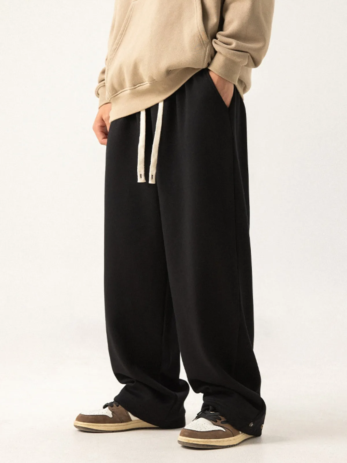 WLS Retro Foot Split Adjustable Design Loose Casual Sweatpants