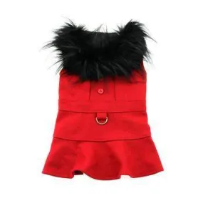 Wool Fur-Trimmed Harness Coat - Red