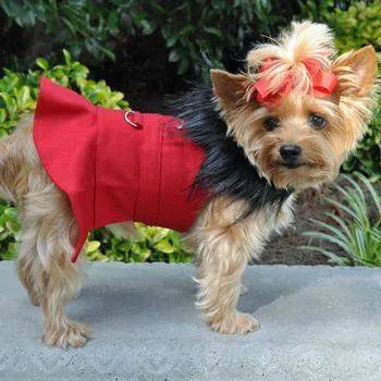 Wool Fur-Trimmed Harness Coat - Red