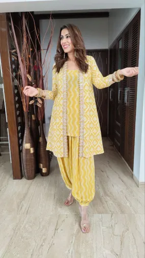 Yellow Dhoti Jacket Set