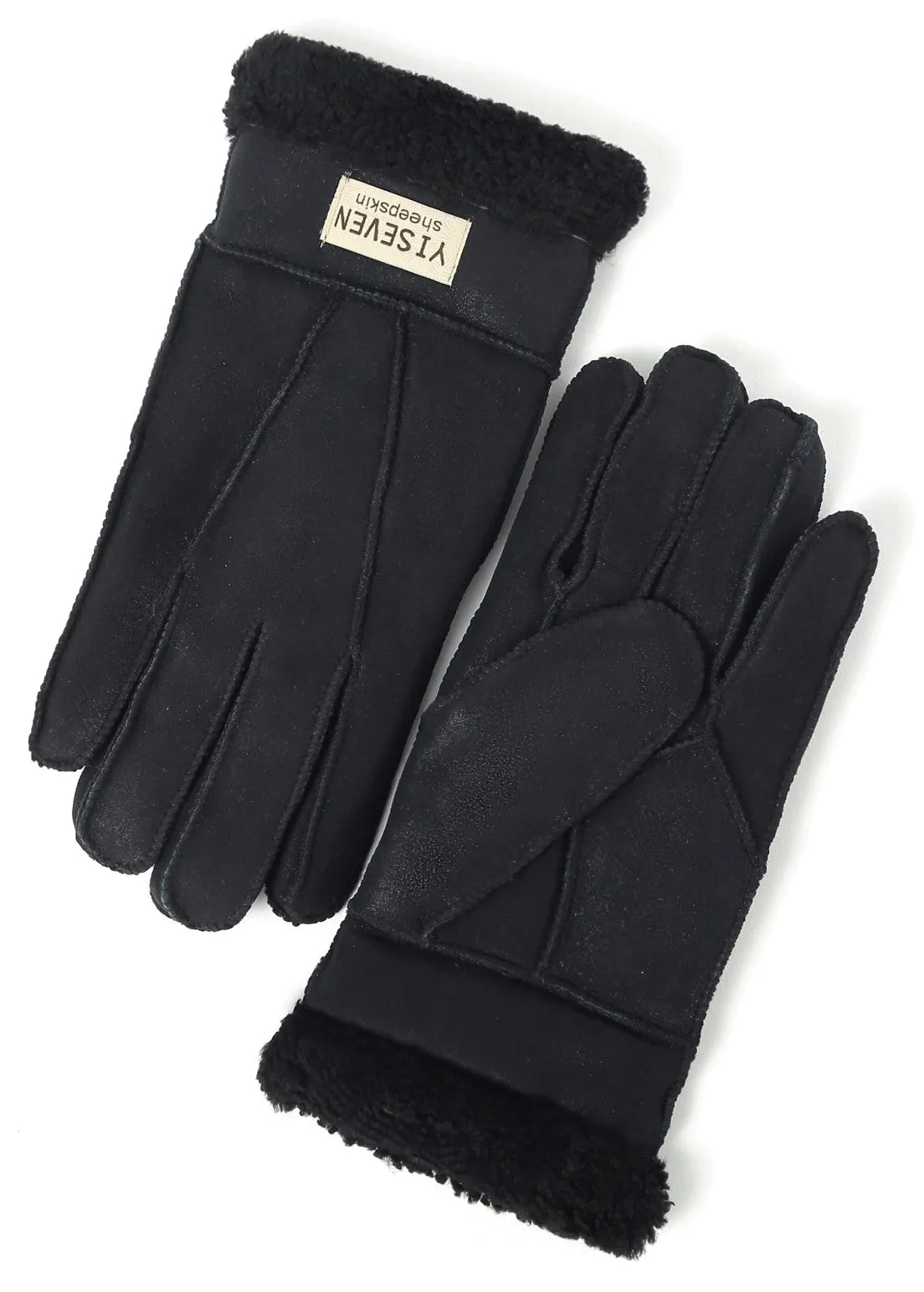 YISEVEN Men's Winter Shearling Sheepskin Gloves