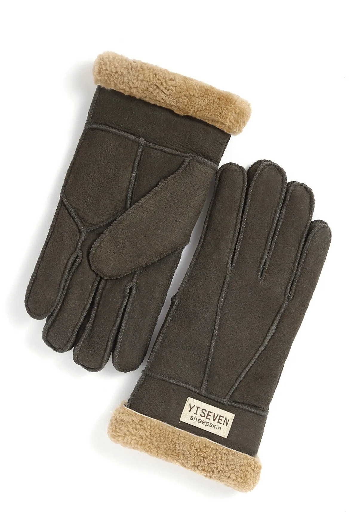 YISEVEN Men's Winter Shearling Sheepskin Gloves