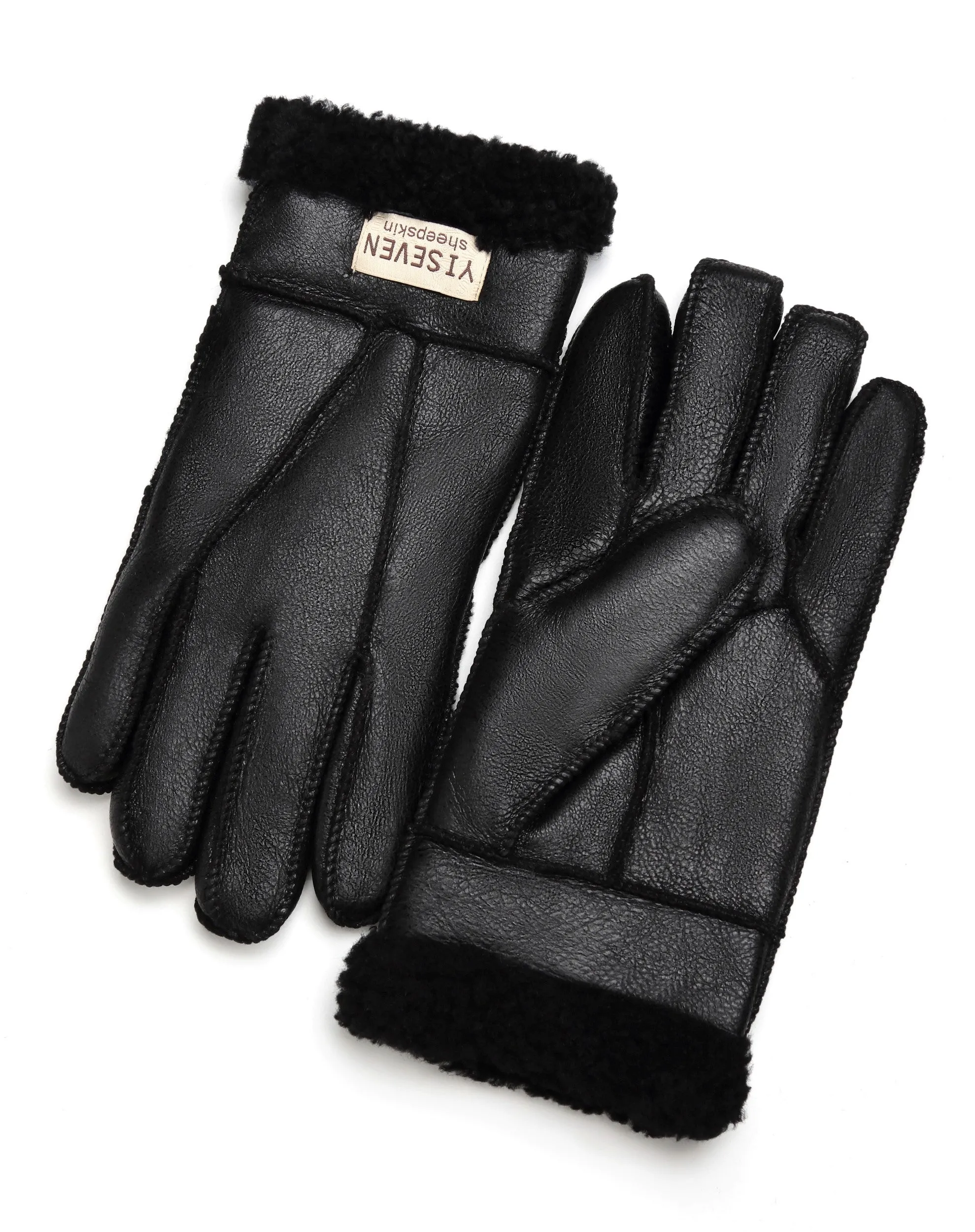 YISEVEN Men's Winter Shearling Sheepskin Gloves