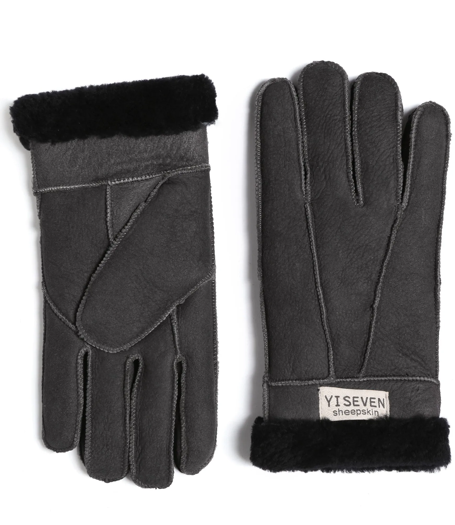 YISEVEN Men's Winter Shearling Sheepskin Gloves