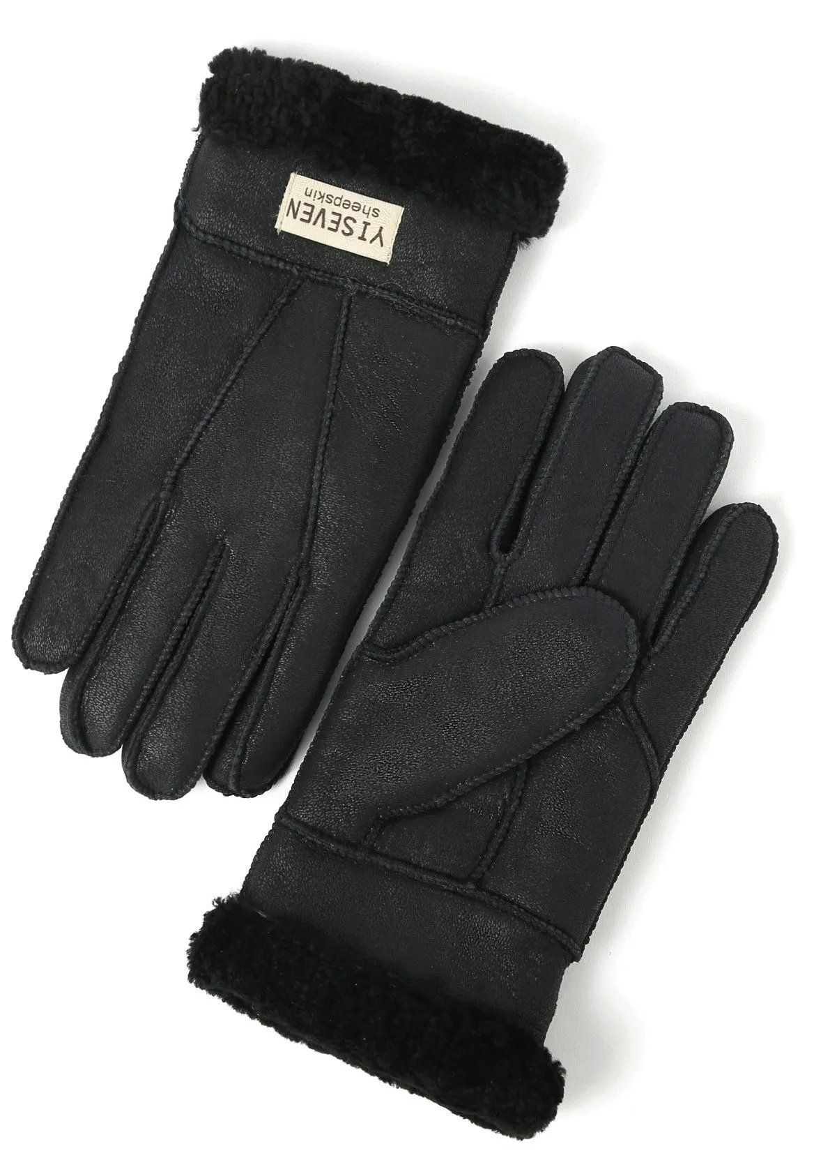 YISEVEN Men's Winter Shearling Sheepskin Gloves