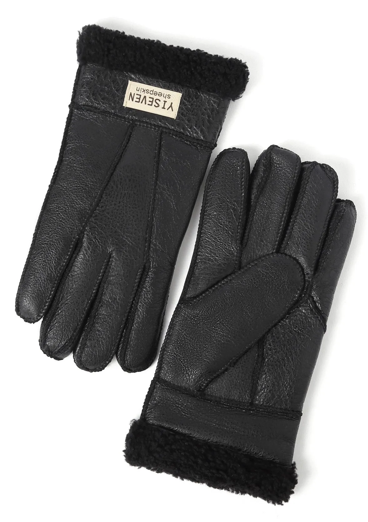 YISEVEN Men's Winter Shearling Sheepskin Gloves