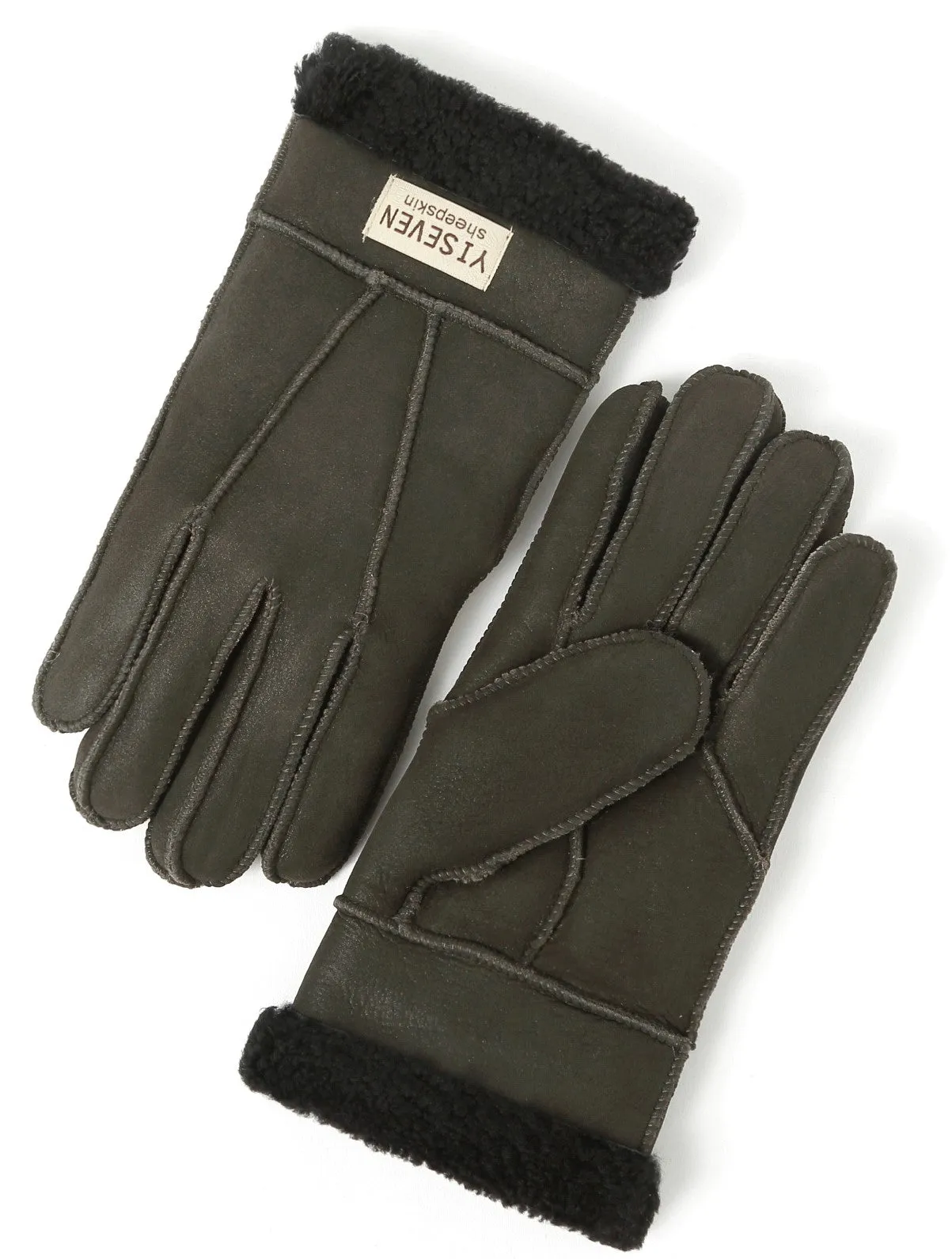 YISEVEN Men's Winter Shearling Sheepskin Gloves