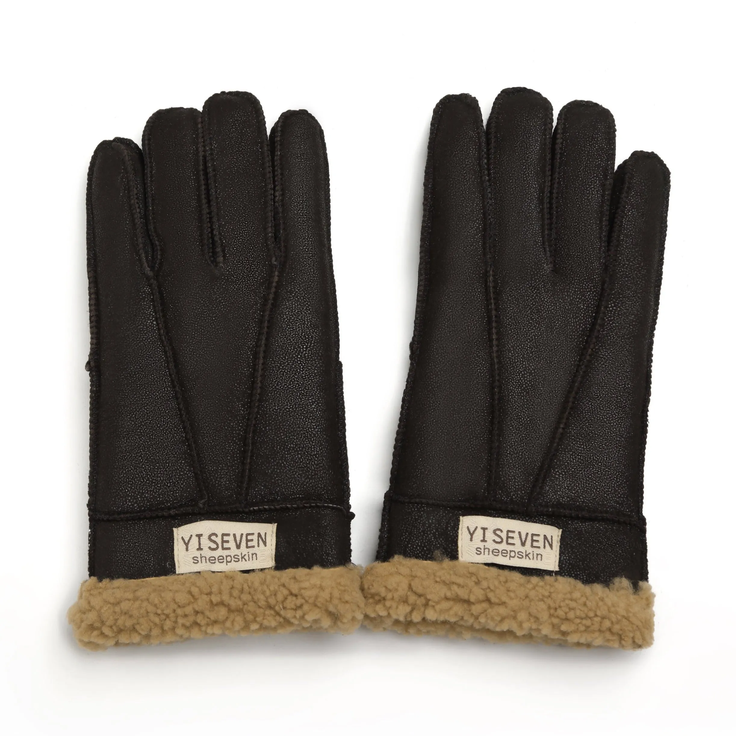 YISEVEN Men's Winter Shearling Sheepskin Gloves