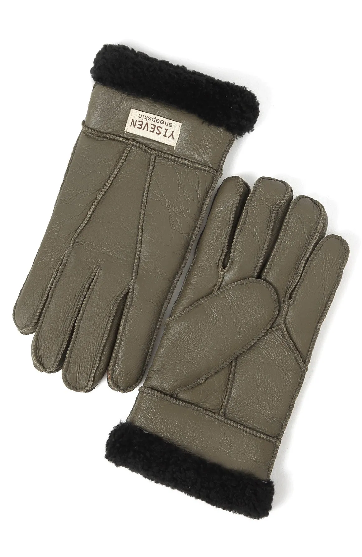 YISEVEN Men's Winter Shearling Sheepskin Gloves