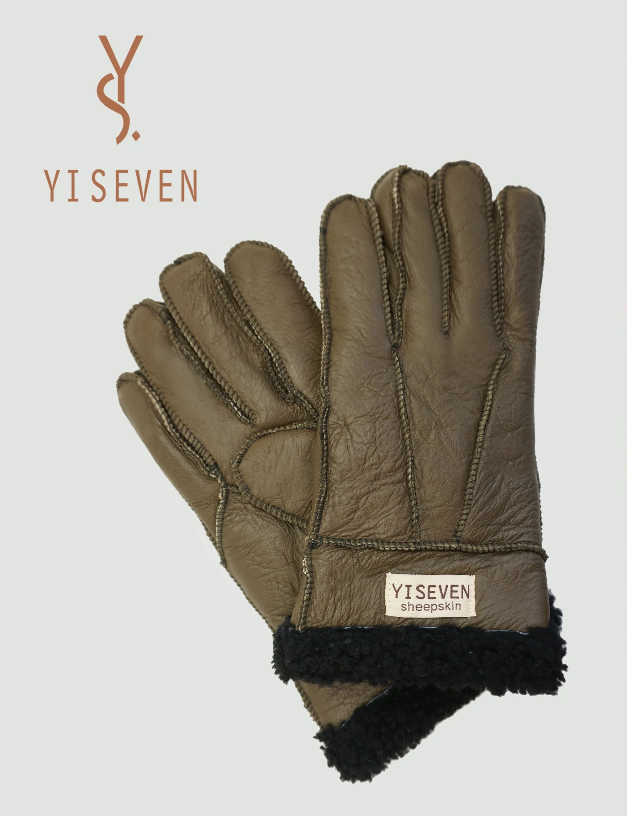 YISEVEN Men's Winter Shearling Sheepskin Gloves