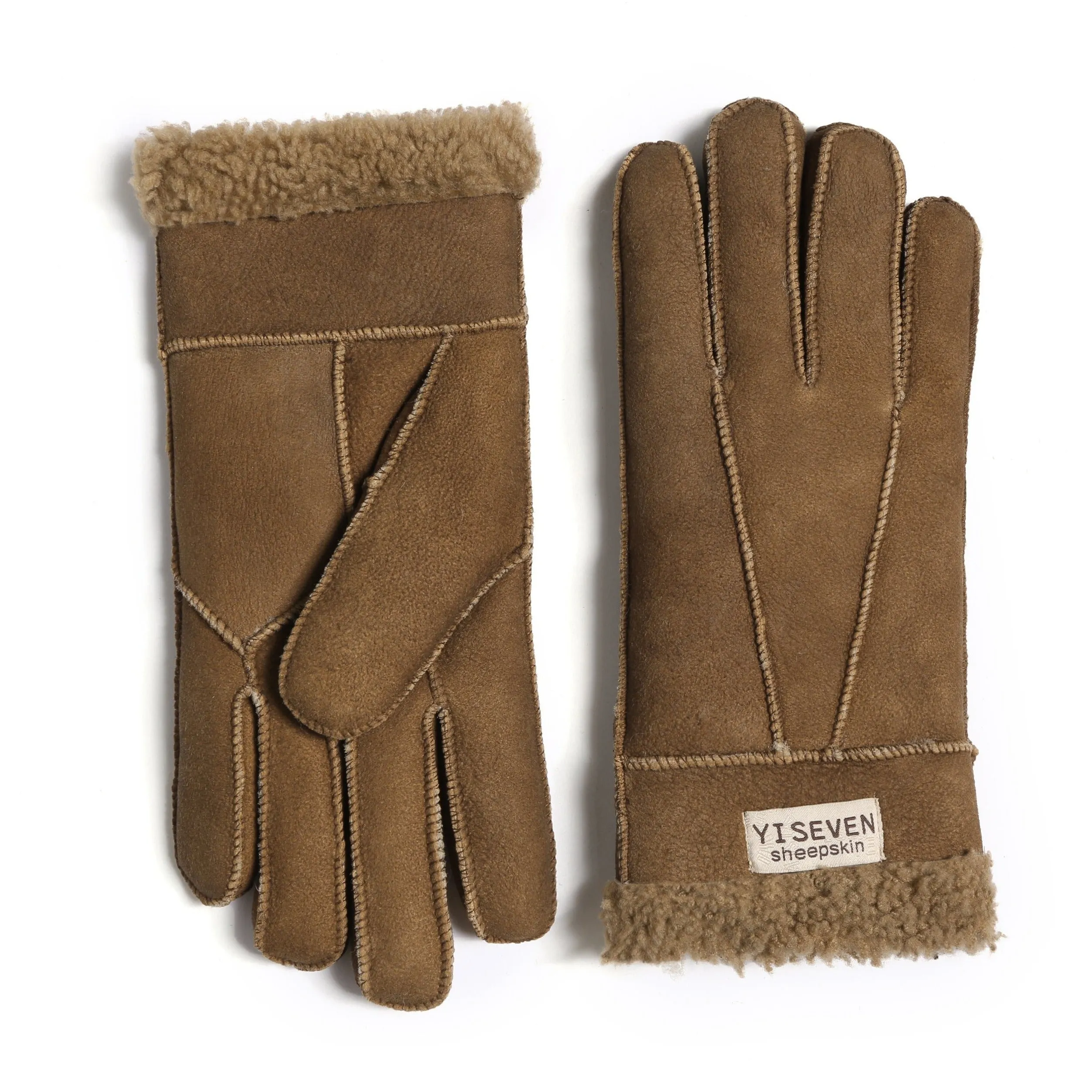 YISEVEN Men's Winter Shearling Sheepskin Gloves