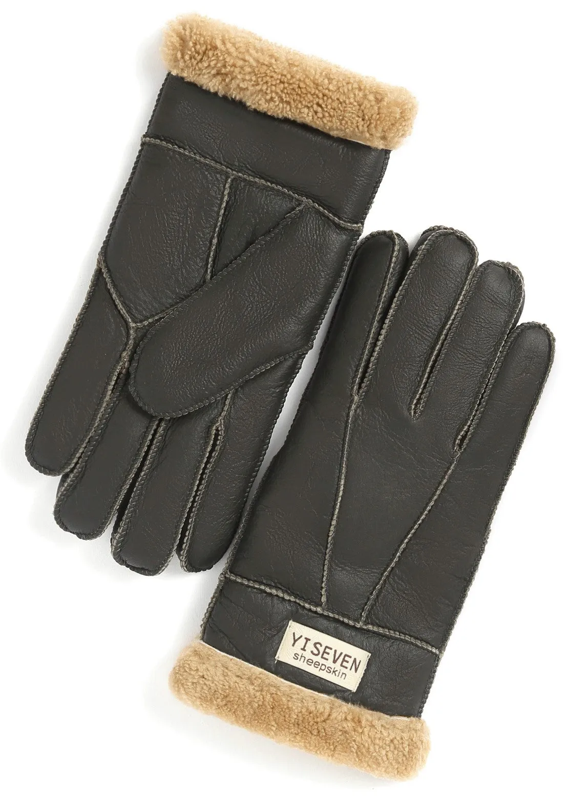 YISEVEN Men's Winter Shearling Sheepskin Gloves