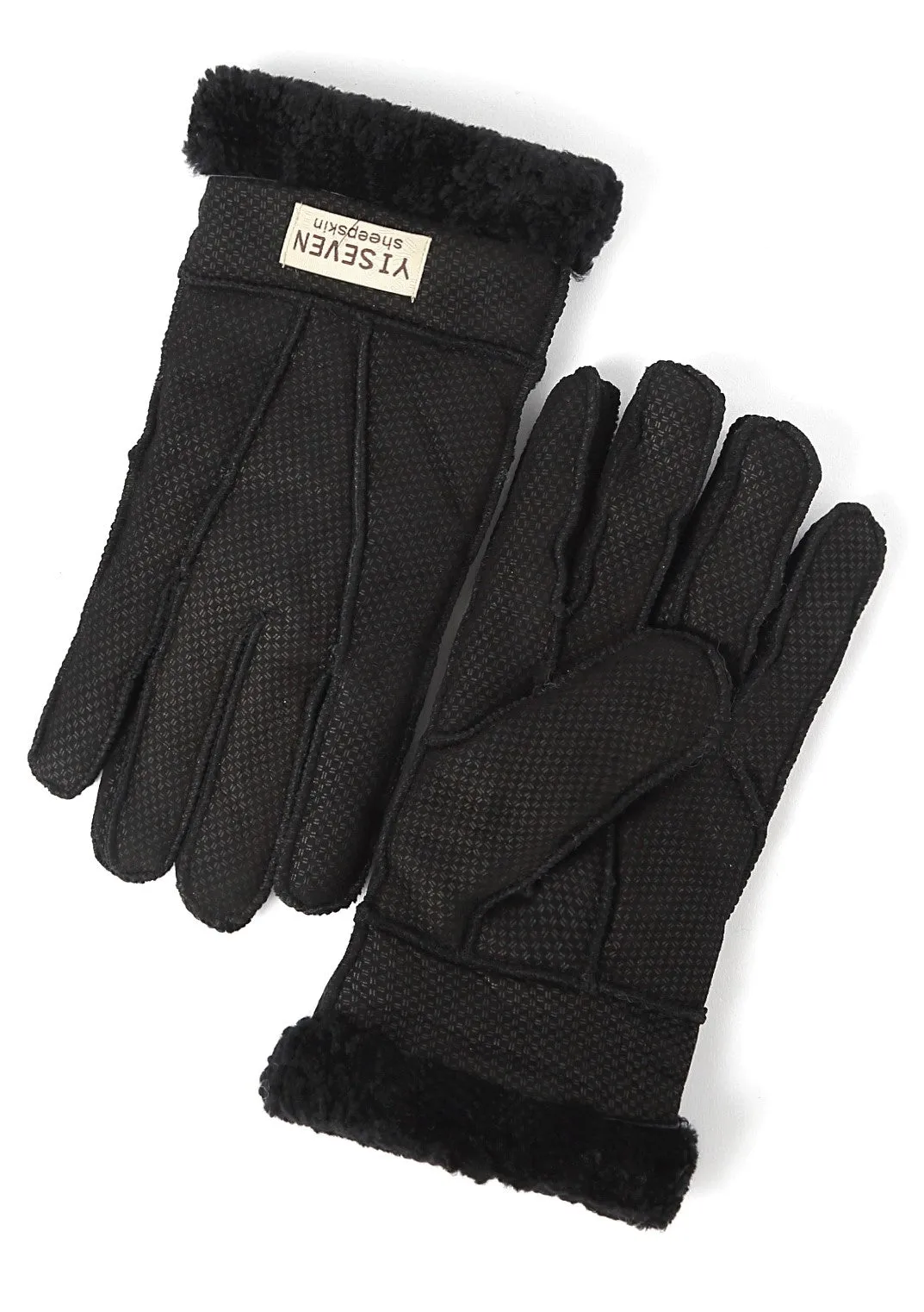 YISEVEN Men's Winter Shearling Sheepskin Gloves