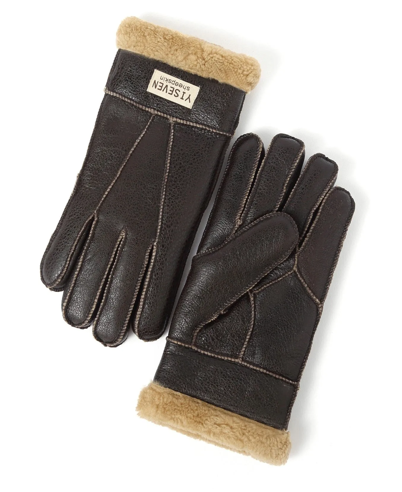 YISEVEN Men's Winter Shearling Sheepskin Gloves