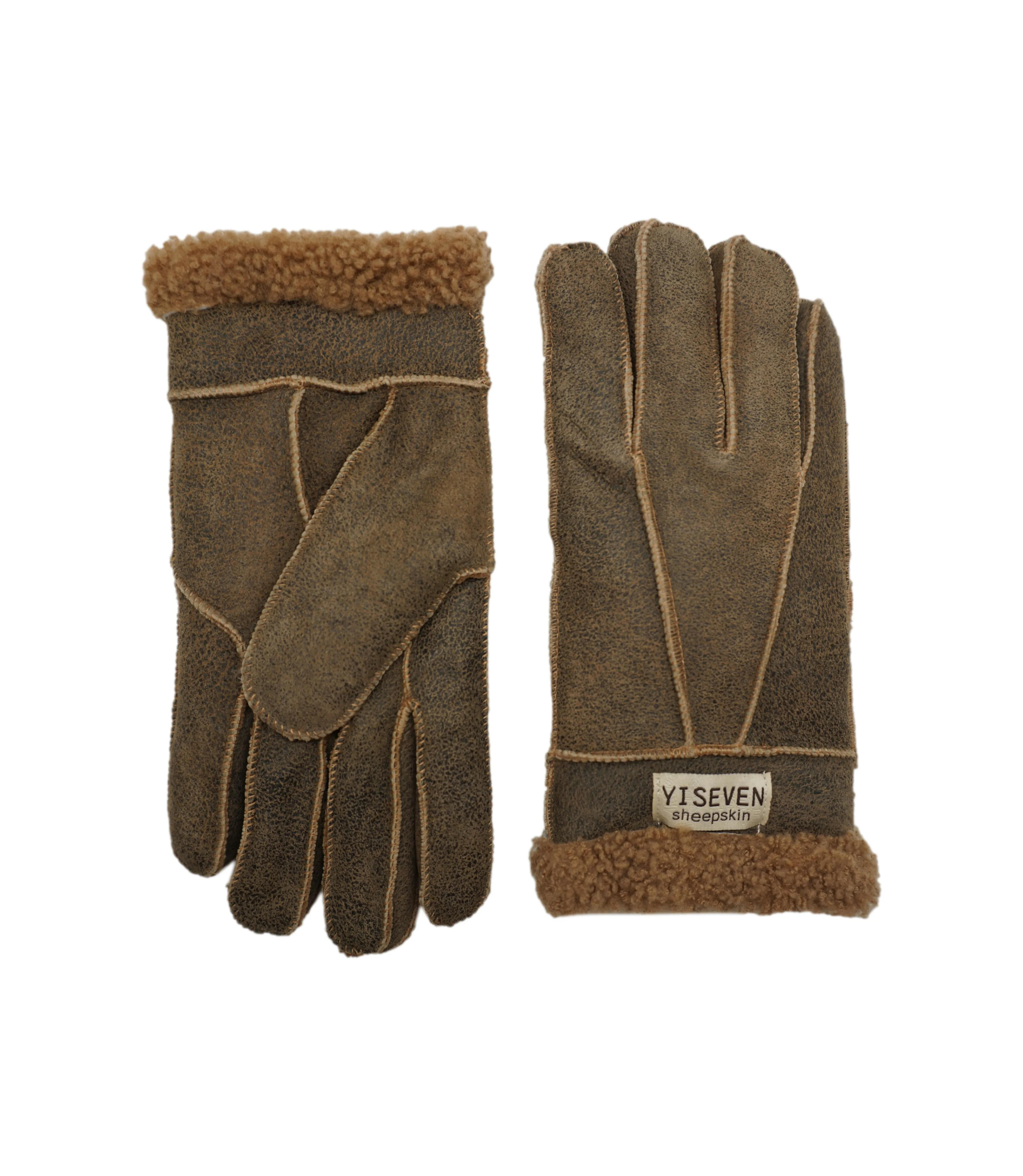 YISEVEN Men's Winter Shearling Sheepskin Gloves