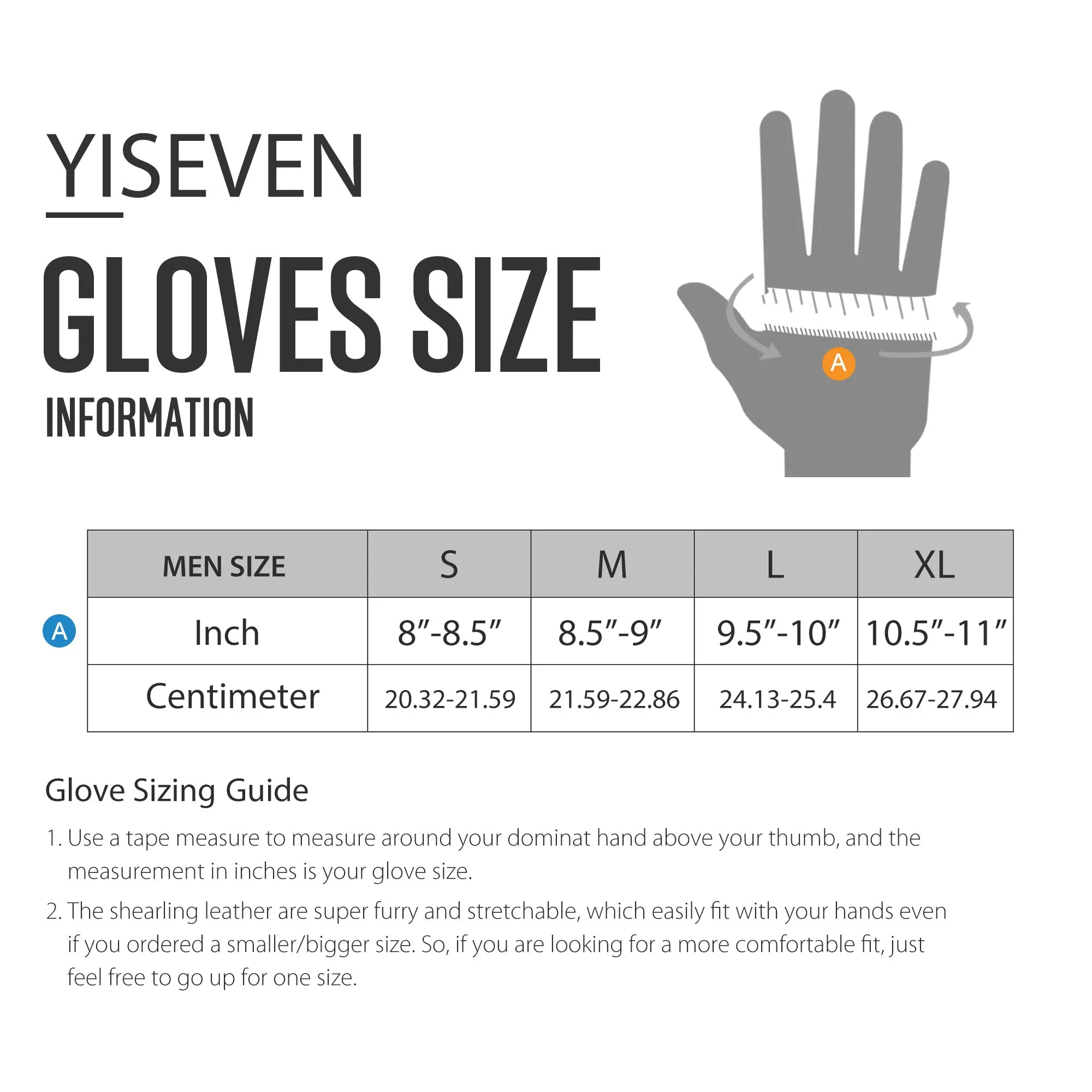 YISEVEN Men's Winter Shearling Sheepskin Gloves