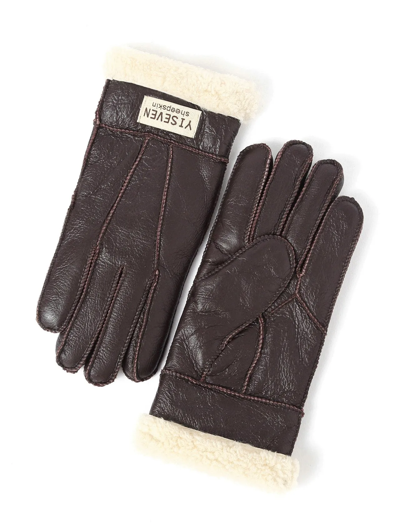 YISEVEN Men's Winter Shearling Sheepskin Gloves